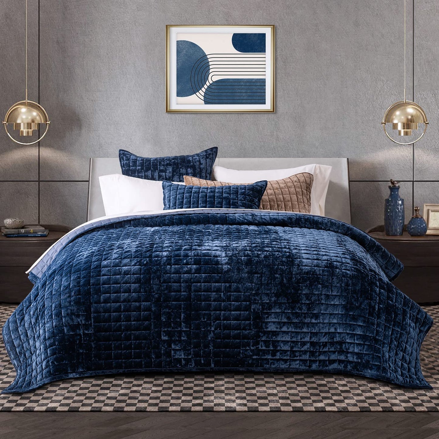 Luxury Velvet Quilt Set with Matching Pillow Shams