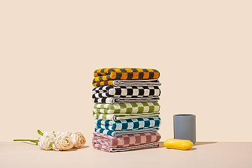 Checkered Cotton Hand Towel Set Soft 5-Pack