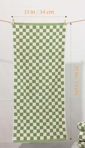 Checkered Cotton Hand Towel Set Soft 5-Pack