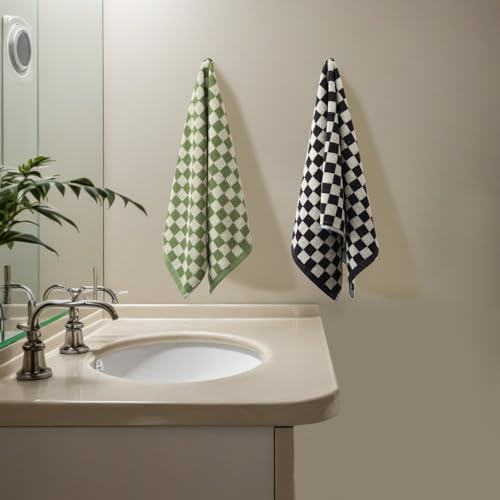 Checkered Cotton Hand Towel Set Soft 5-Pack