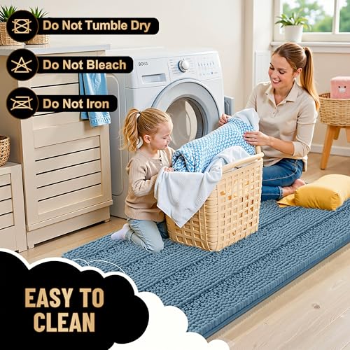 Thick Chenille Bath Rug with Absorbent Rubber Back