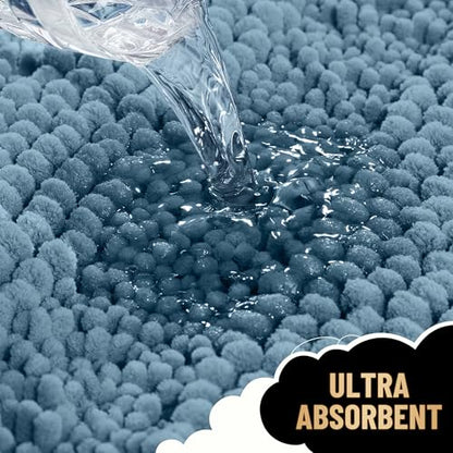 Thick Chenille Bath Rug with Absorbent Rubber Back