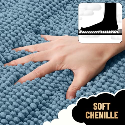 Thick Chenille Bath Rug with Absorbent Rubber Back