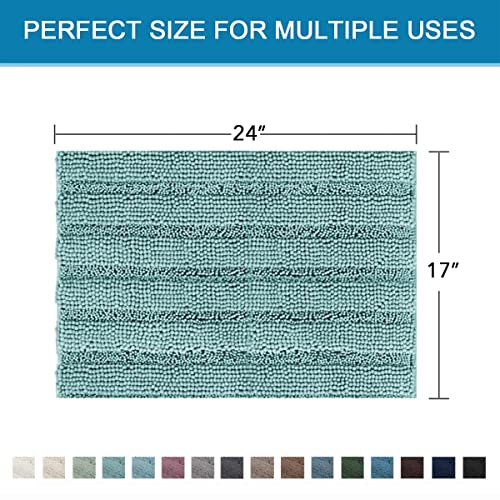 Chenille Striped Bath Rug Set with Non-Skid Backing