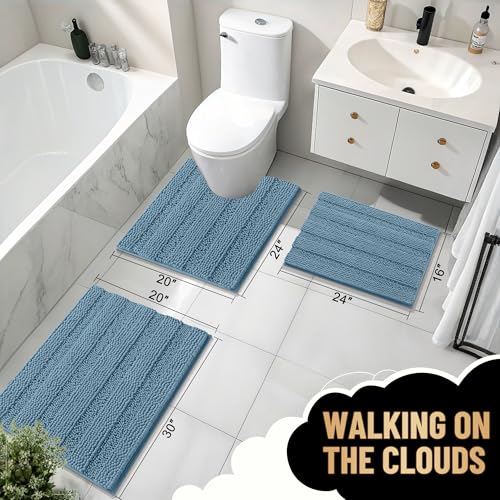Thick Chenille Bath Rug with Absorbent Rubber Back