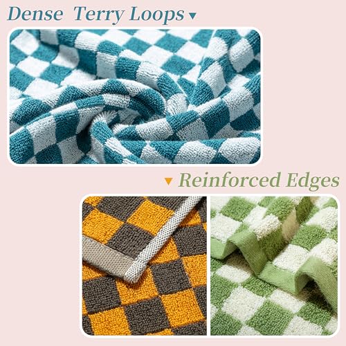 Checkered Cotton Hand Towel Set Soft 5-Pack
