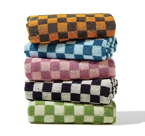 Checkered Cotton Hand Towel Set Soft 5-Pack