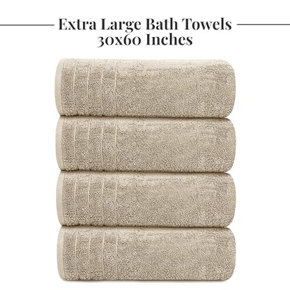 Extra Large Cotton Bath Towels Soft Quick-Dry 4-Pack