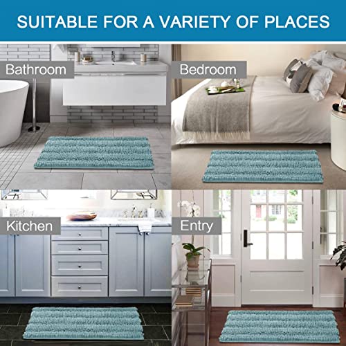 Chenille Striped Bath Rug Set with Non-Skid Backing