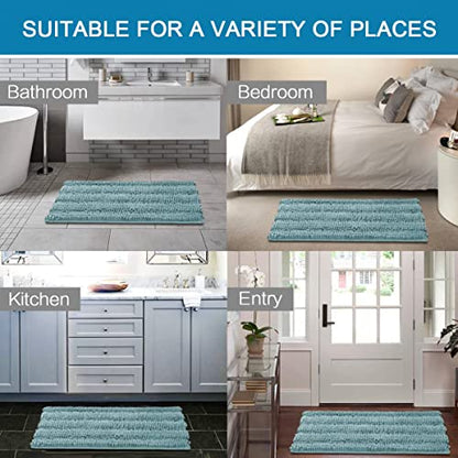 Chenille Striped Bath Rug Set with Non-Skid Backing