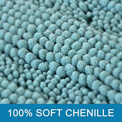 Chenille Striped Bath Rug Set with Non-Skid Backing