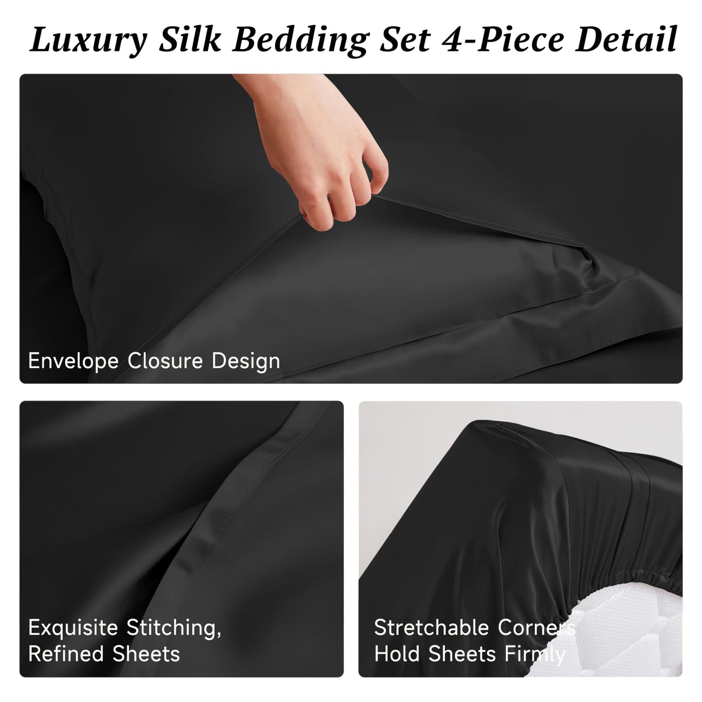 Pure Mulberry Silk Sheet Set Luxury 4-Piece Bedding