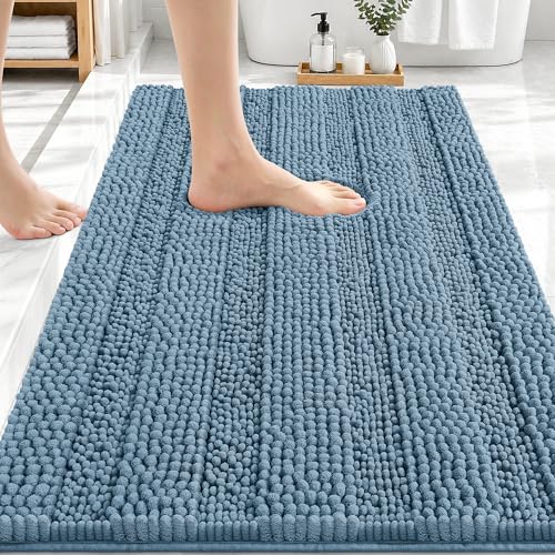 Thick Chenille Bath Rug with Absorbent Rubber Back