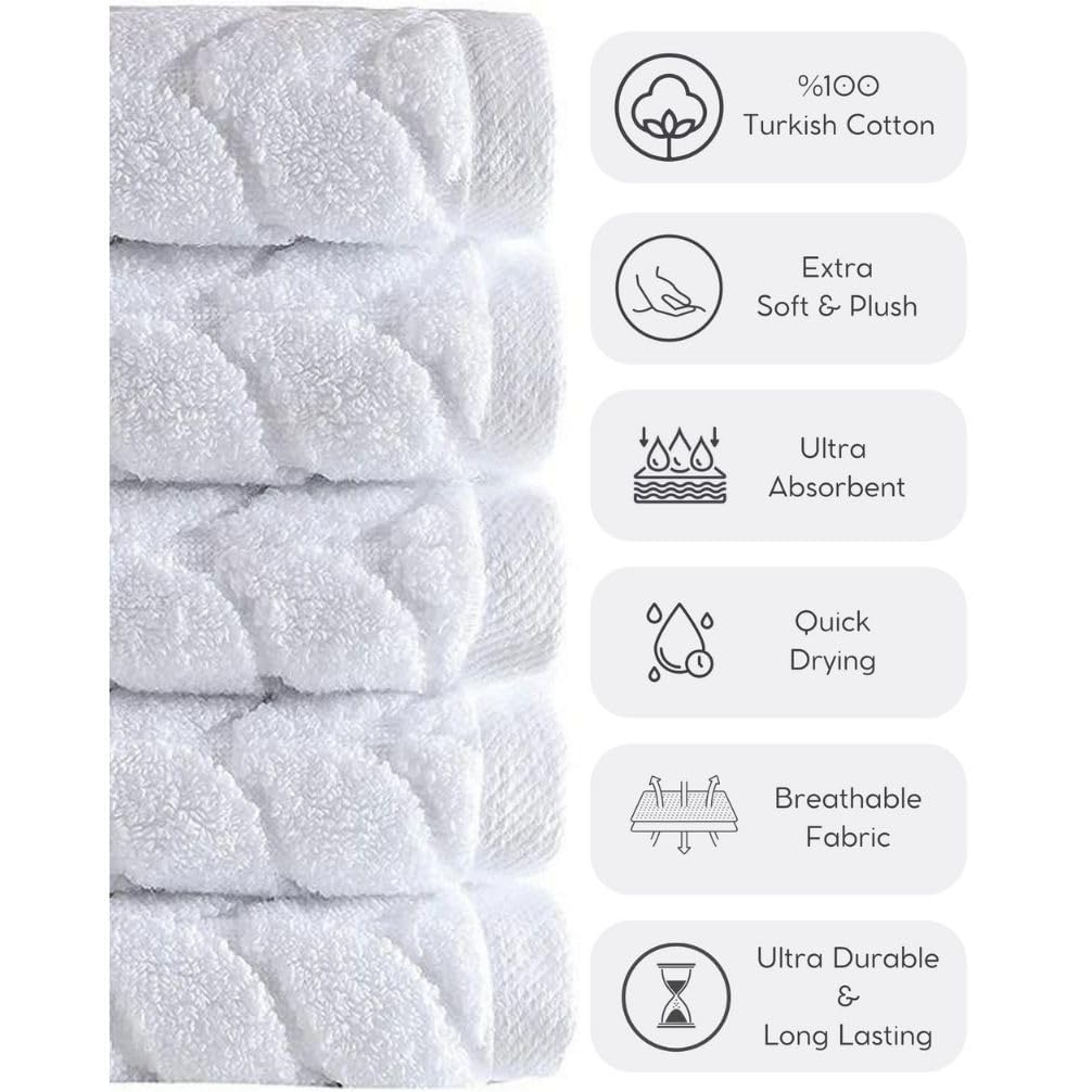 Turkish Cotton Towel Set Soft Plush Jacquard Design