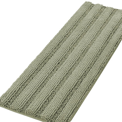 Chenille Striped Bath Rug Set with Non-Skid Backing