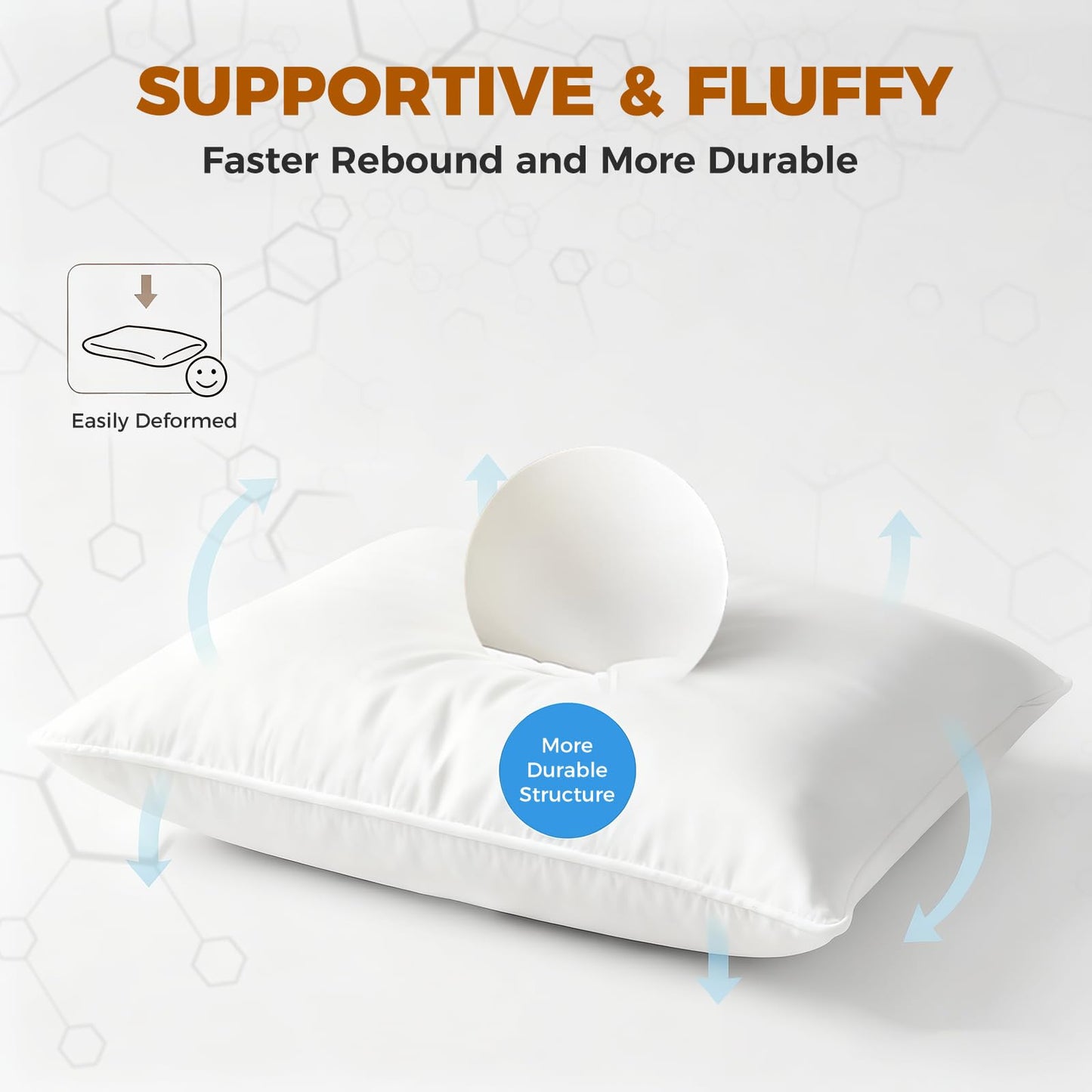 Bolster and Back Pillow Insert Set with Cotton Fill