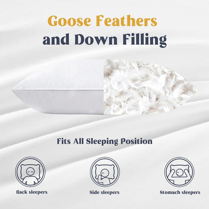 Goose Feather and Down Bed Pillow Inserts Soft