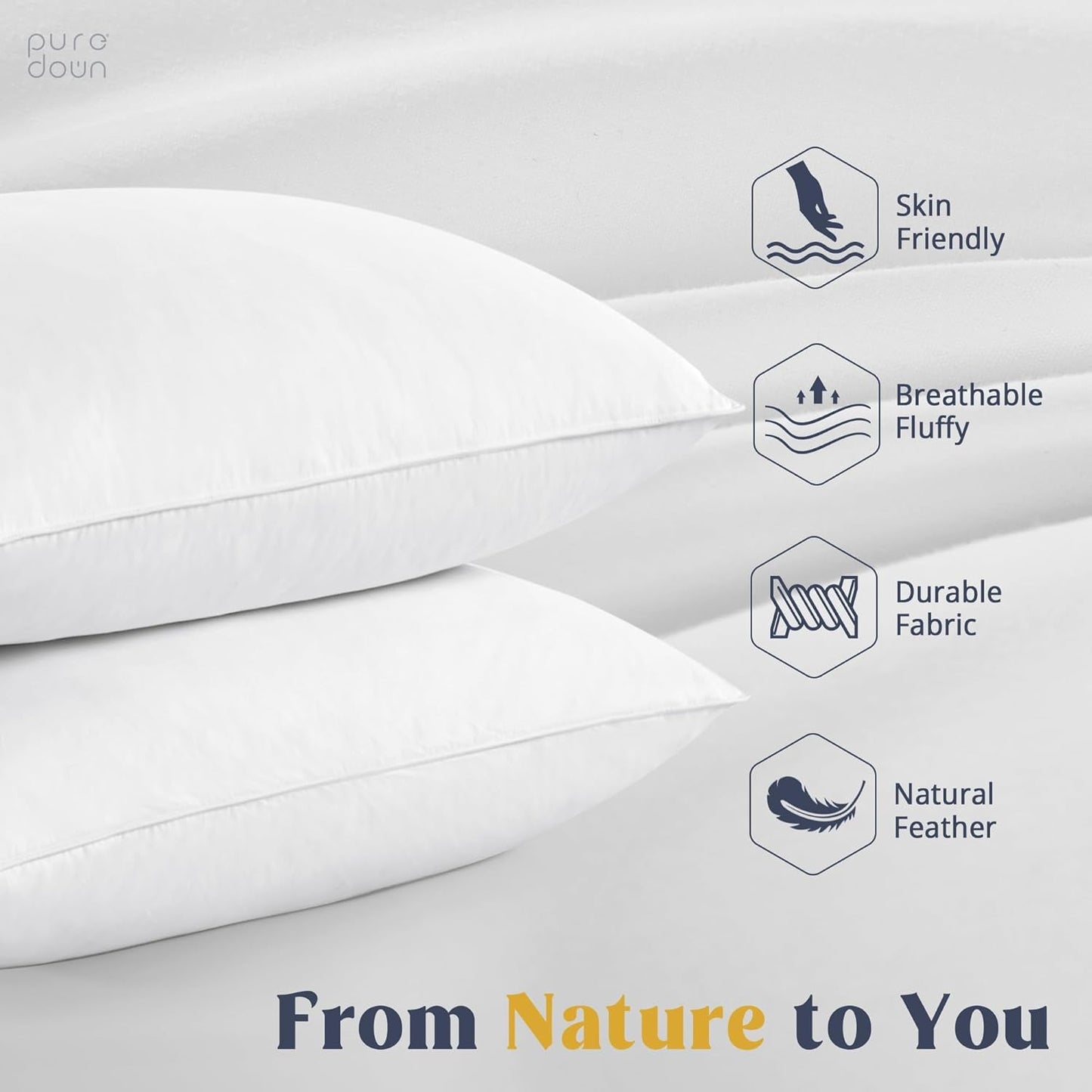 Goose Feather and Down Bed Pillow Inserts Soft