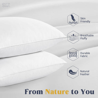 Goose Feather and Down Bed Pillow Inserts Soft