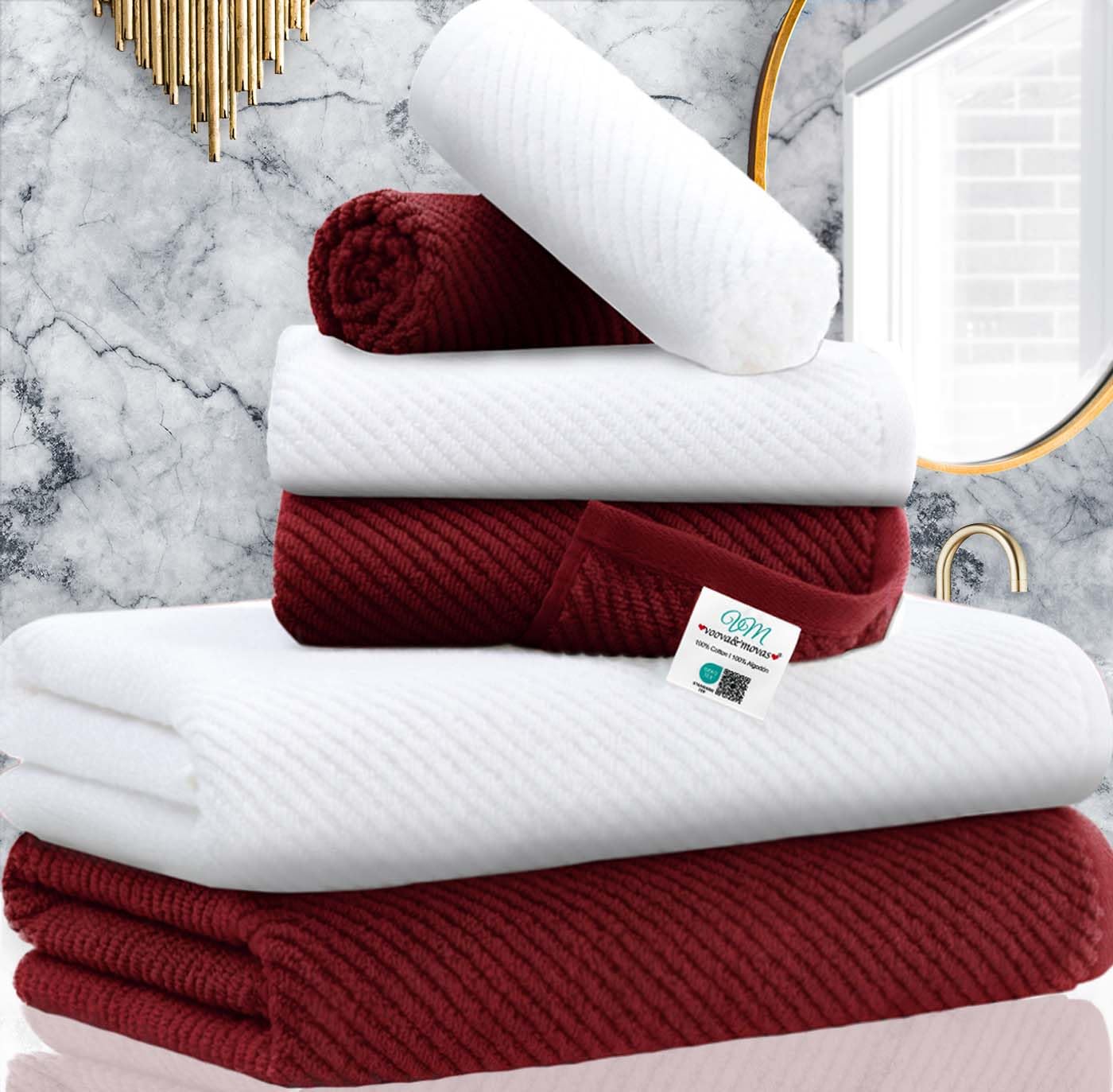 Cotton Bathroom Towel Gift Set 6-Piece Collection