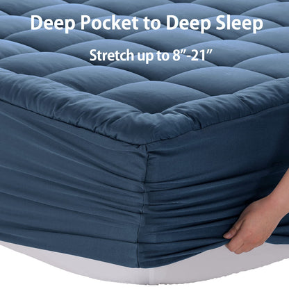 Cotton Pillow Top Mattress Pad Deep Pocket Cover