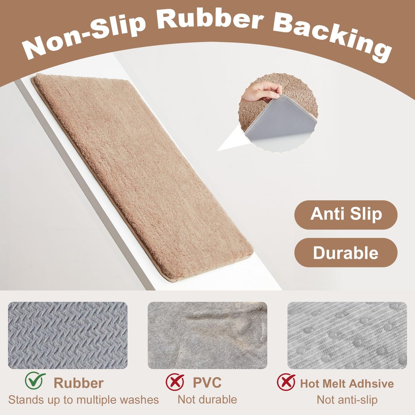 Ultra Soft Absorbent Bath Mat with Rubber Backing