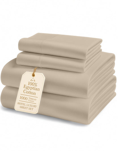 Egyptian Cotton Sheet Set 1000 Thread Count Soft