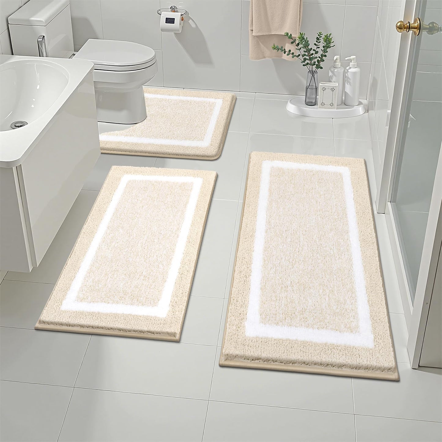 Microfiber Bath Rug Set with Plush Non-Slip Design