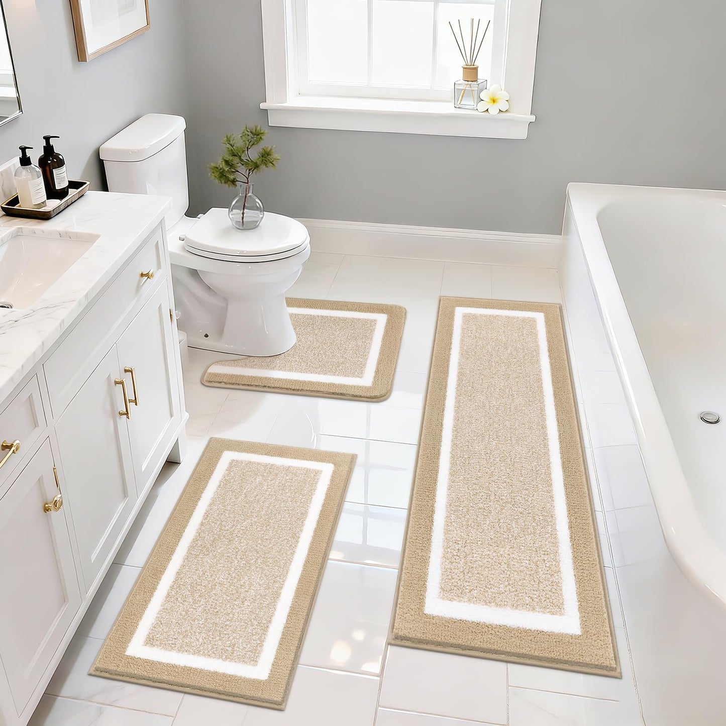 Microfiber Bath Rug Set with Plush Non-Slip Design