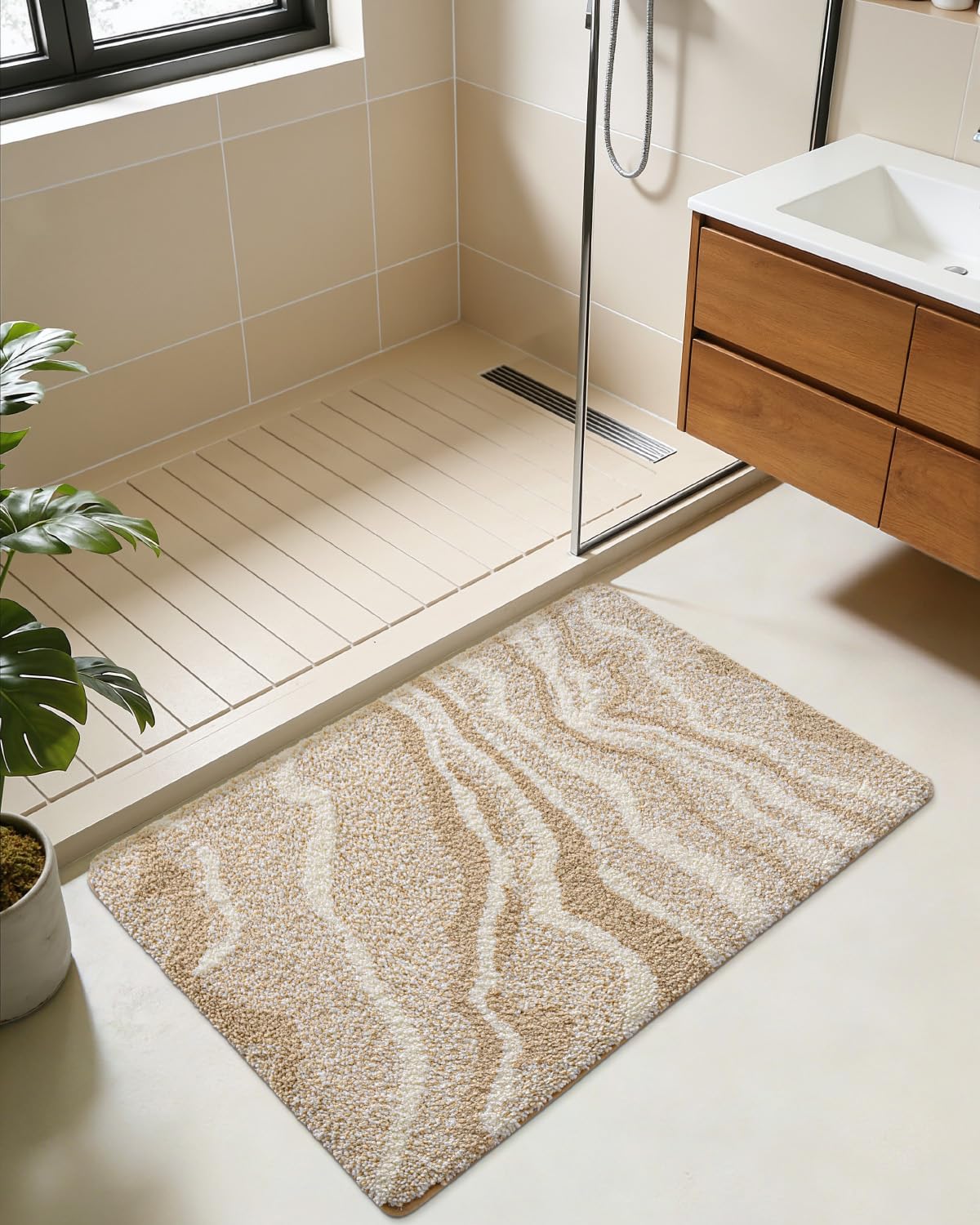Marble Bath Rug Mat with Soft Absorbent Surface
