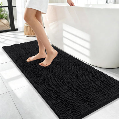 Thick Chenille Bath Rug with Absorbent Rubber Back