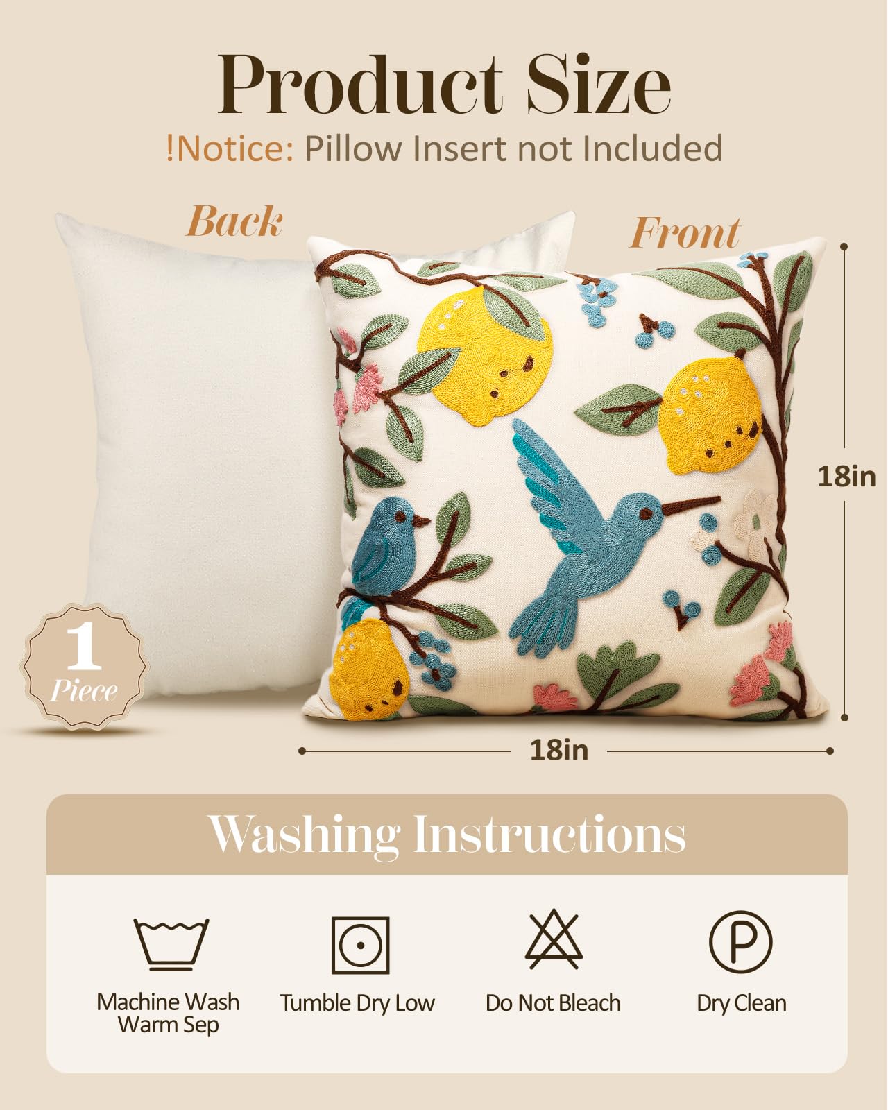 Boho Embroidered Throw Pillow Covers Set of 2