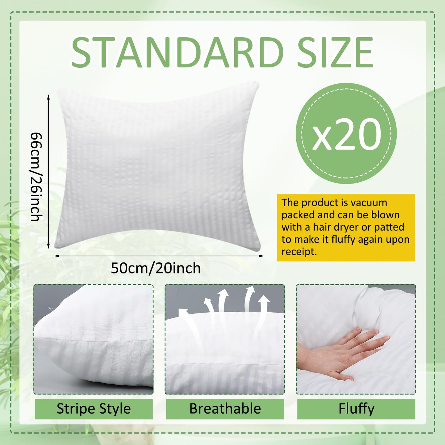 Down Alternative Bed Pillow Inserts Soft 20-Pack