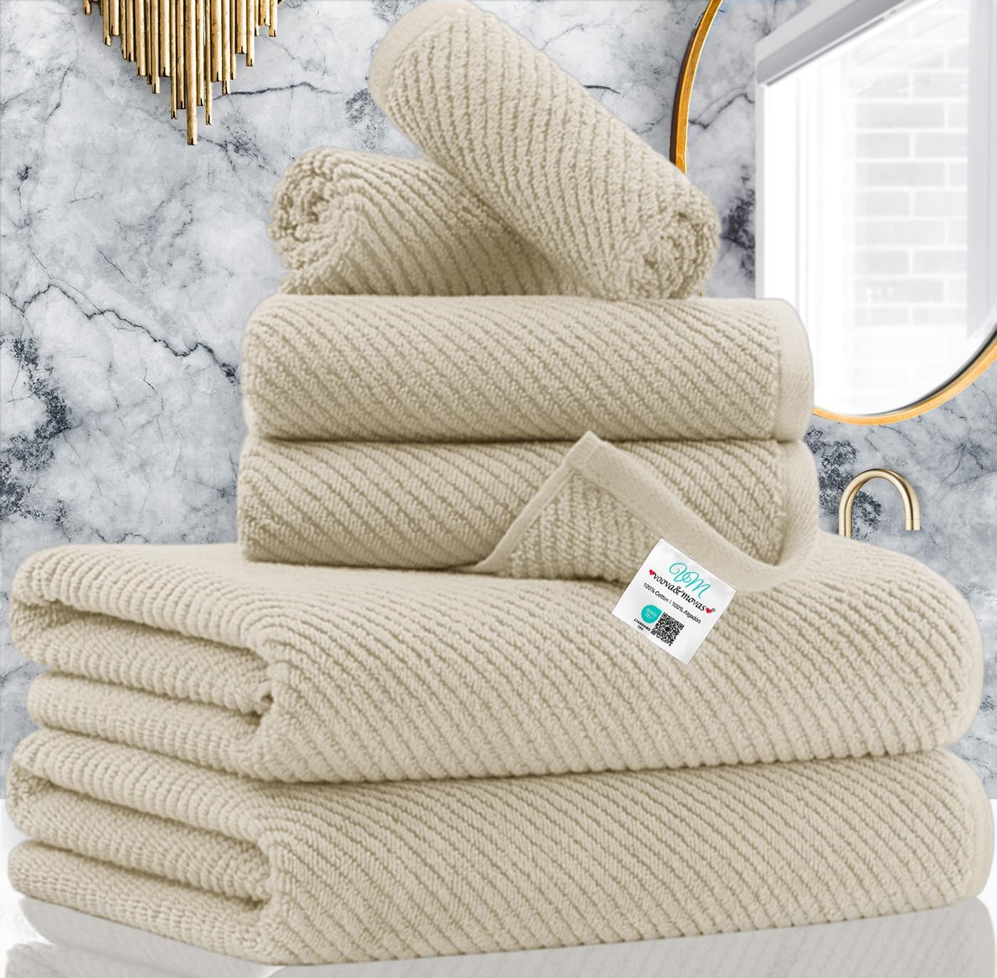 Cotton Bathroom Towel Gift Set 6-Piece Collection