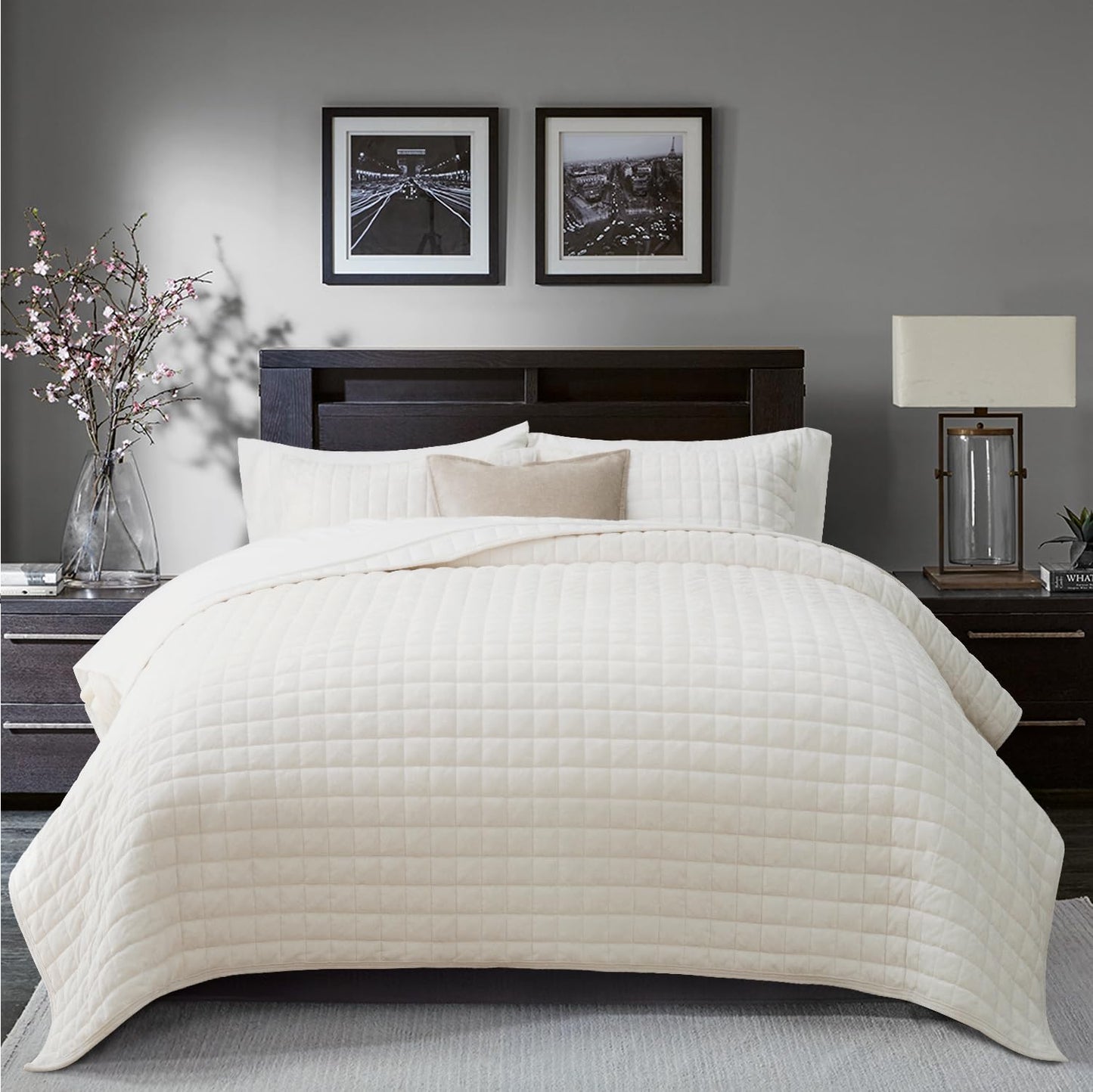Luxury Velvet Quilt Set with Matching Pillow Shams