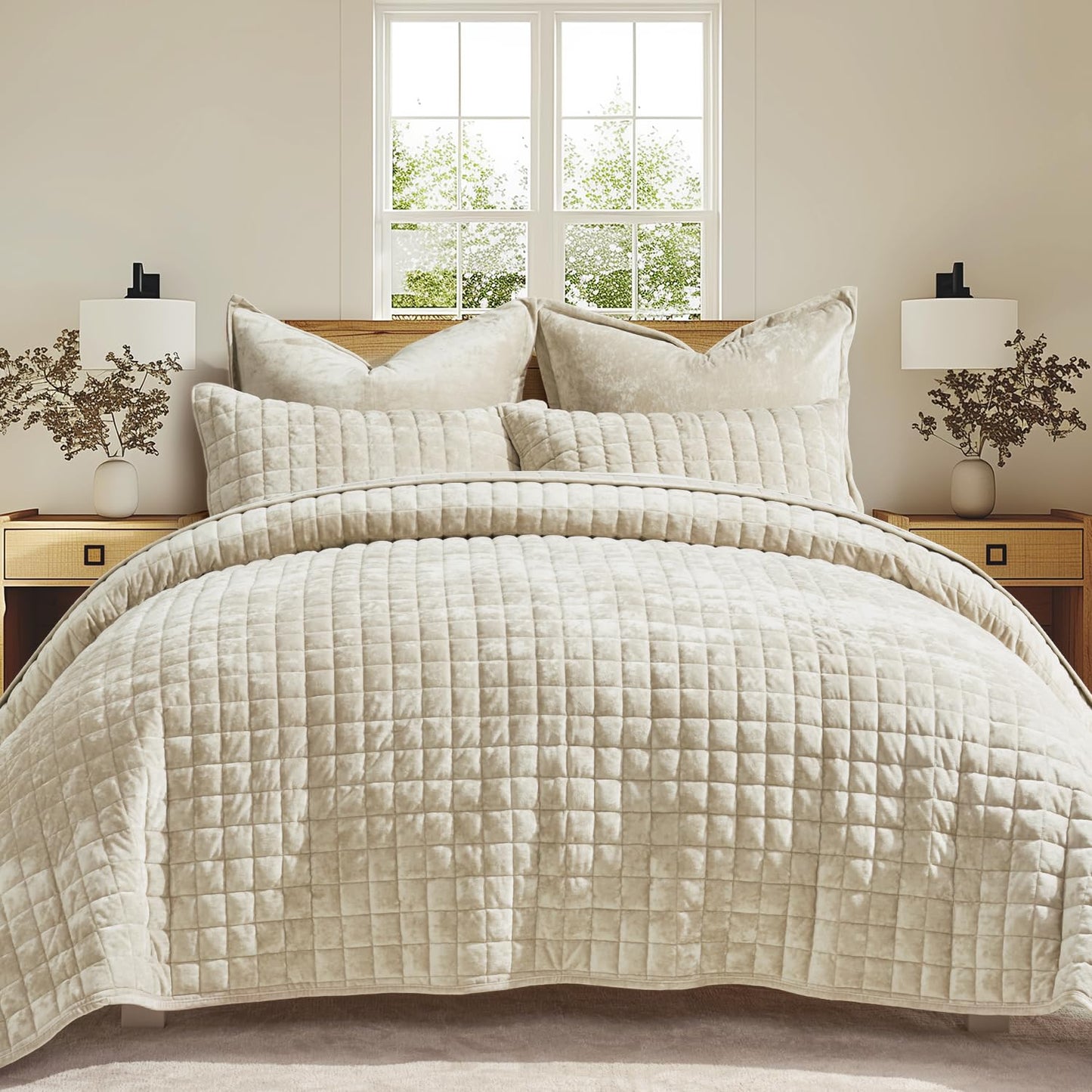 Luxury Velvet Quilt Set with Matching Pillow Shams