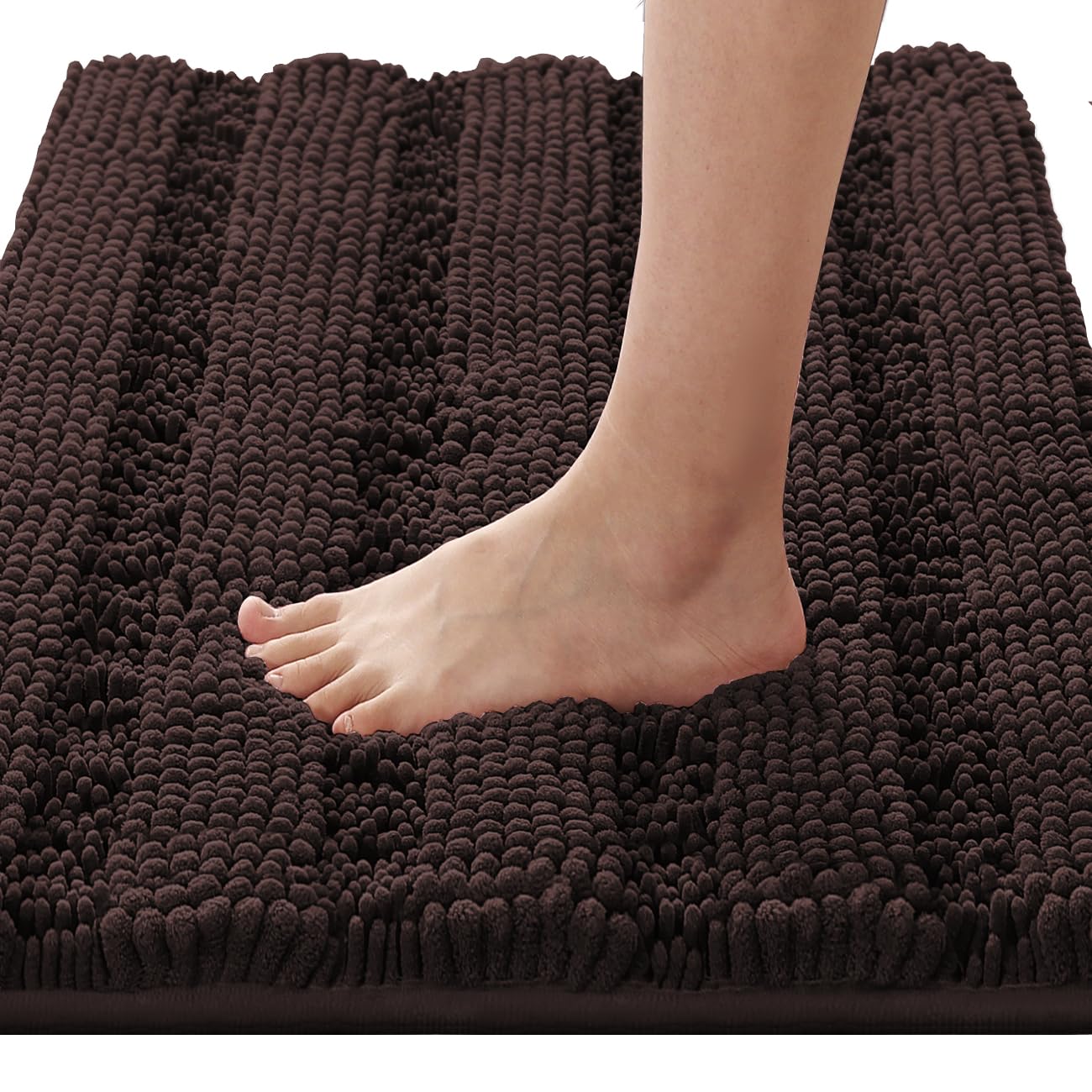 Chenille Striped Bath Rug Set with Non-Skid Backing