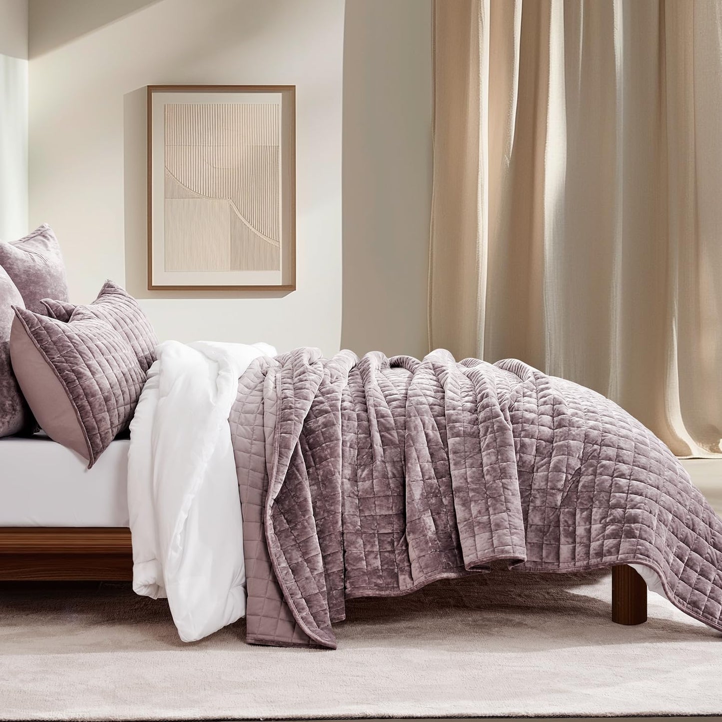 Luxury Velvet Quilt Set with Matching Pillow Shams