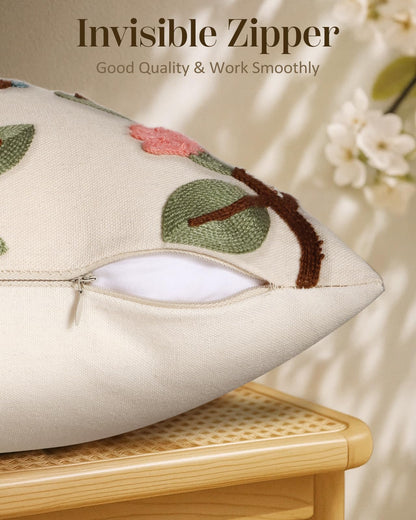 Boho Embroidered Throw Pillow Covers Set of 2