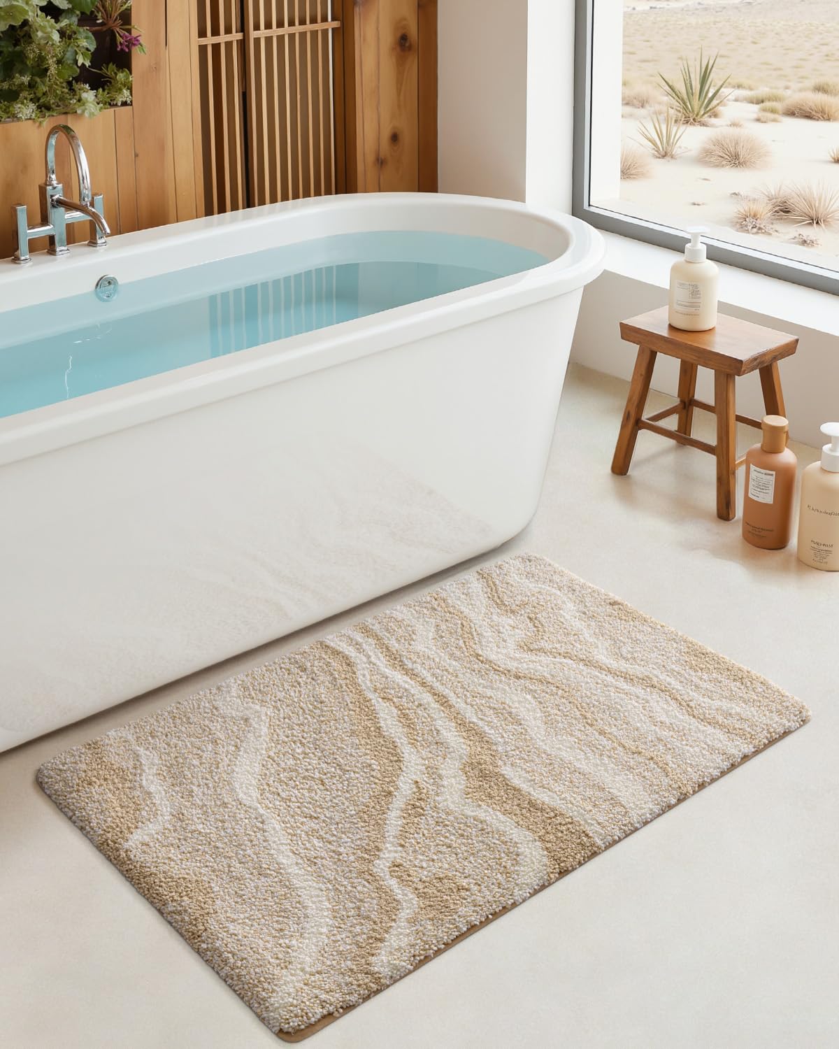 Marble Bath Rug Mat with Soft Absorbent Surface