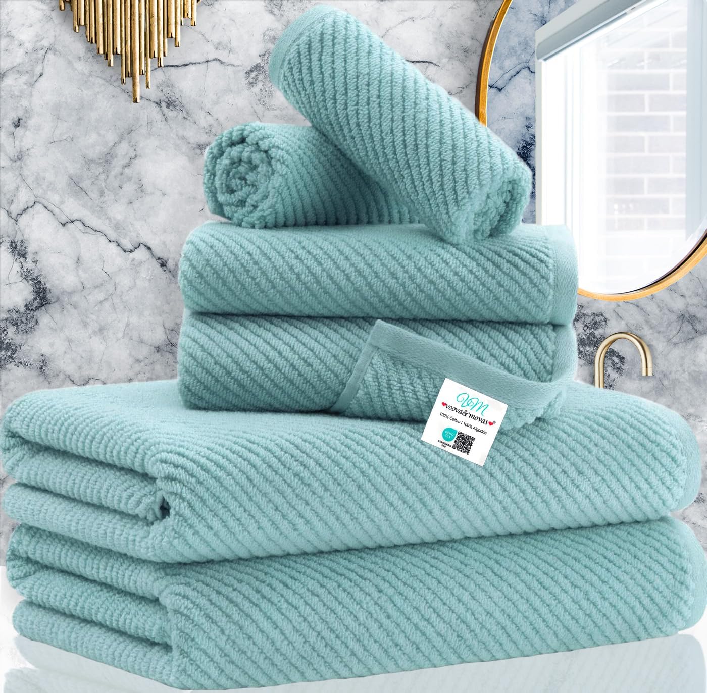 Cotton Bathroom Towel Gift Set 6-Piece Collection