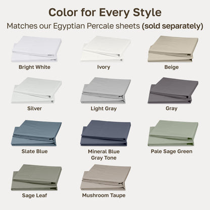 Egyptian Cotton, Soft and Crisp Percale Pillow Cases.
