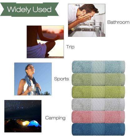 Cotton Hand Towel Set Assorted Colors 6-Pack