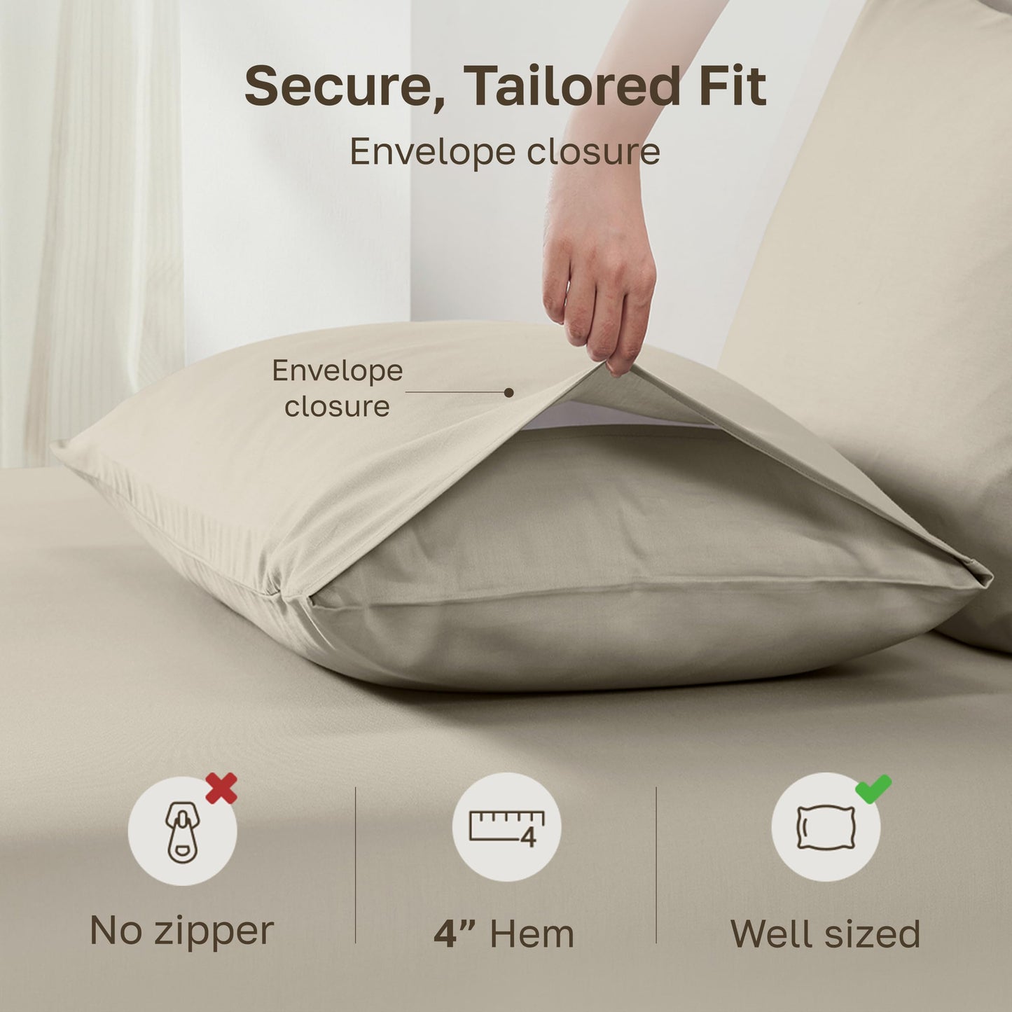 Egyptian Cotton, Soft and Crisp Percale Pillow Cases.