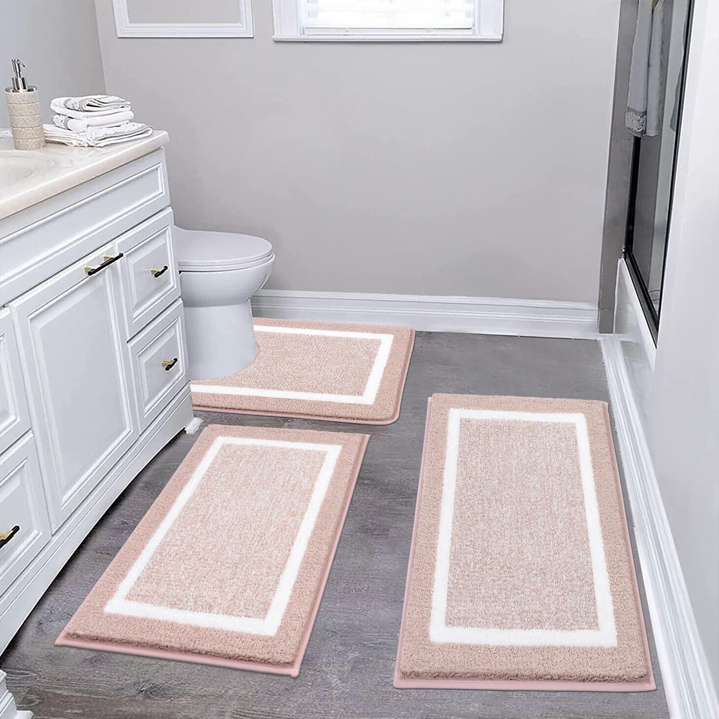 Microfiber Bath Rug Set with Plush Non-Slip Design
