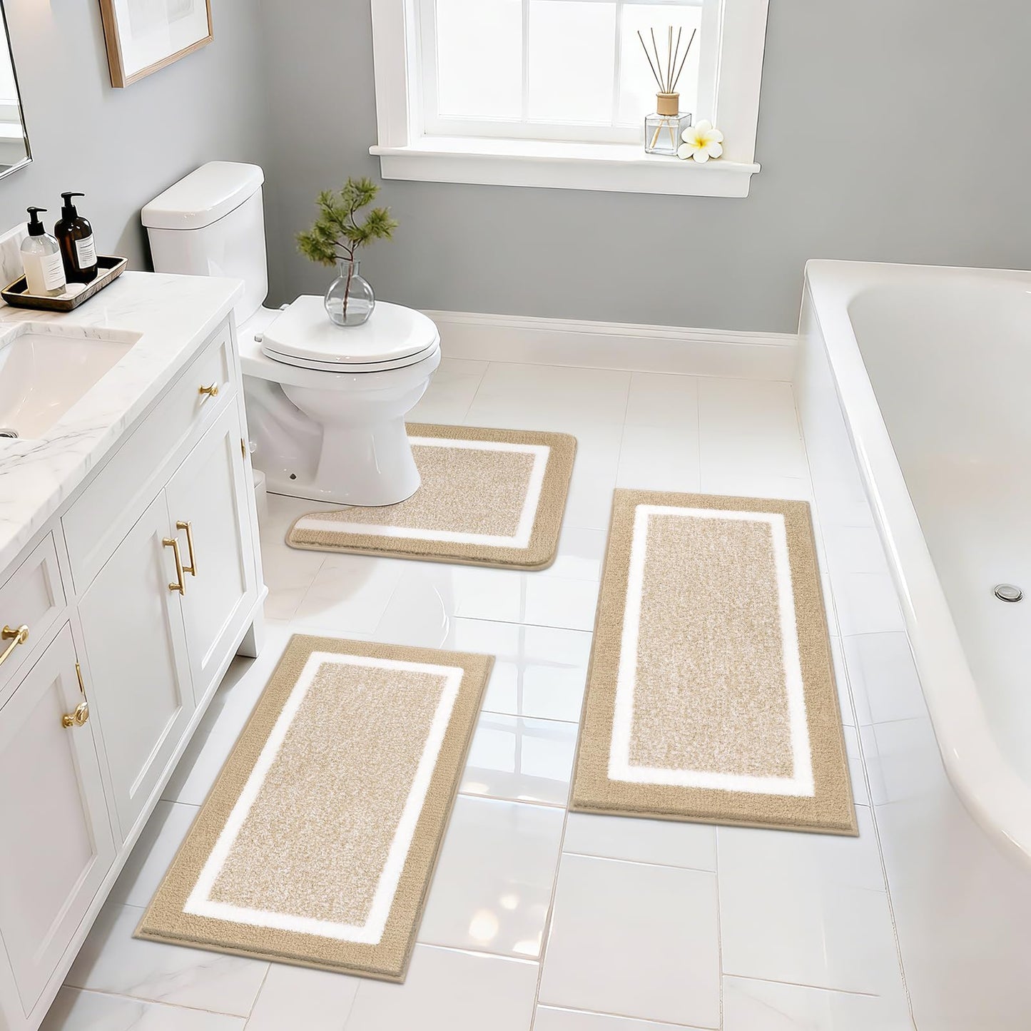 Microfiber Bath Rug Set with Plush Non-Slip Design