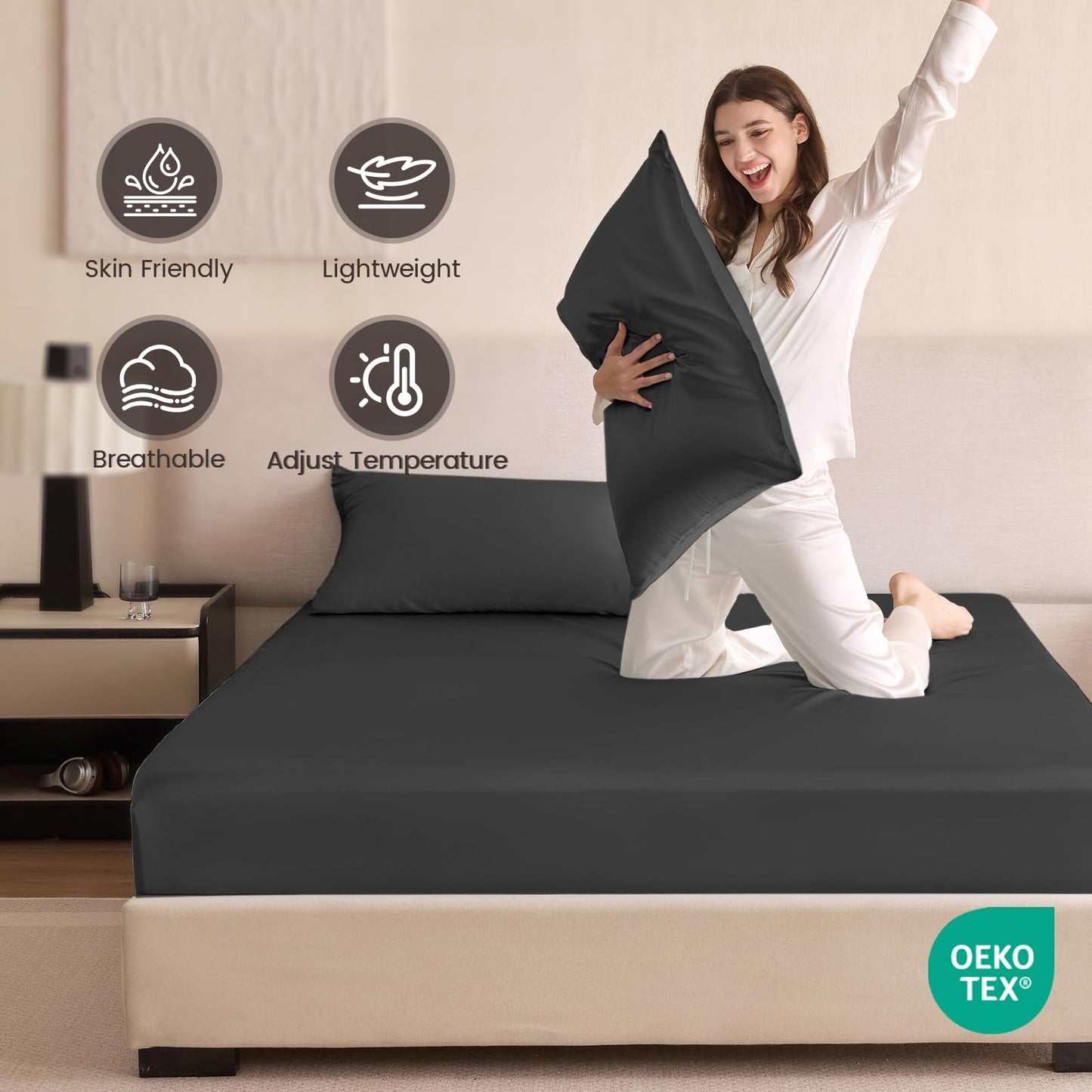 Mulberry Silk Fitted Sheet Set with Deep Pocket