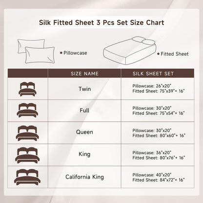 Mulberry Silk Fitted Sheet Set with Deep Pocket