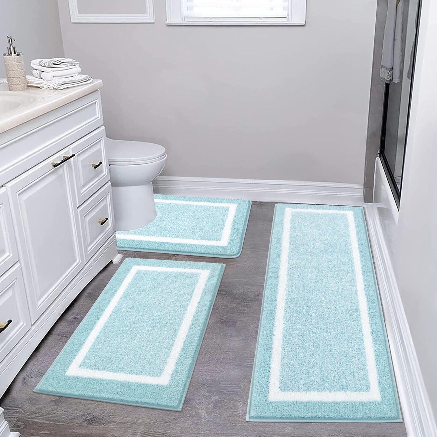Microfiber Bath Rug Set with Plush Non-Slip Design