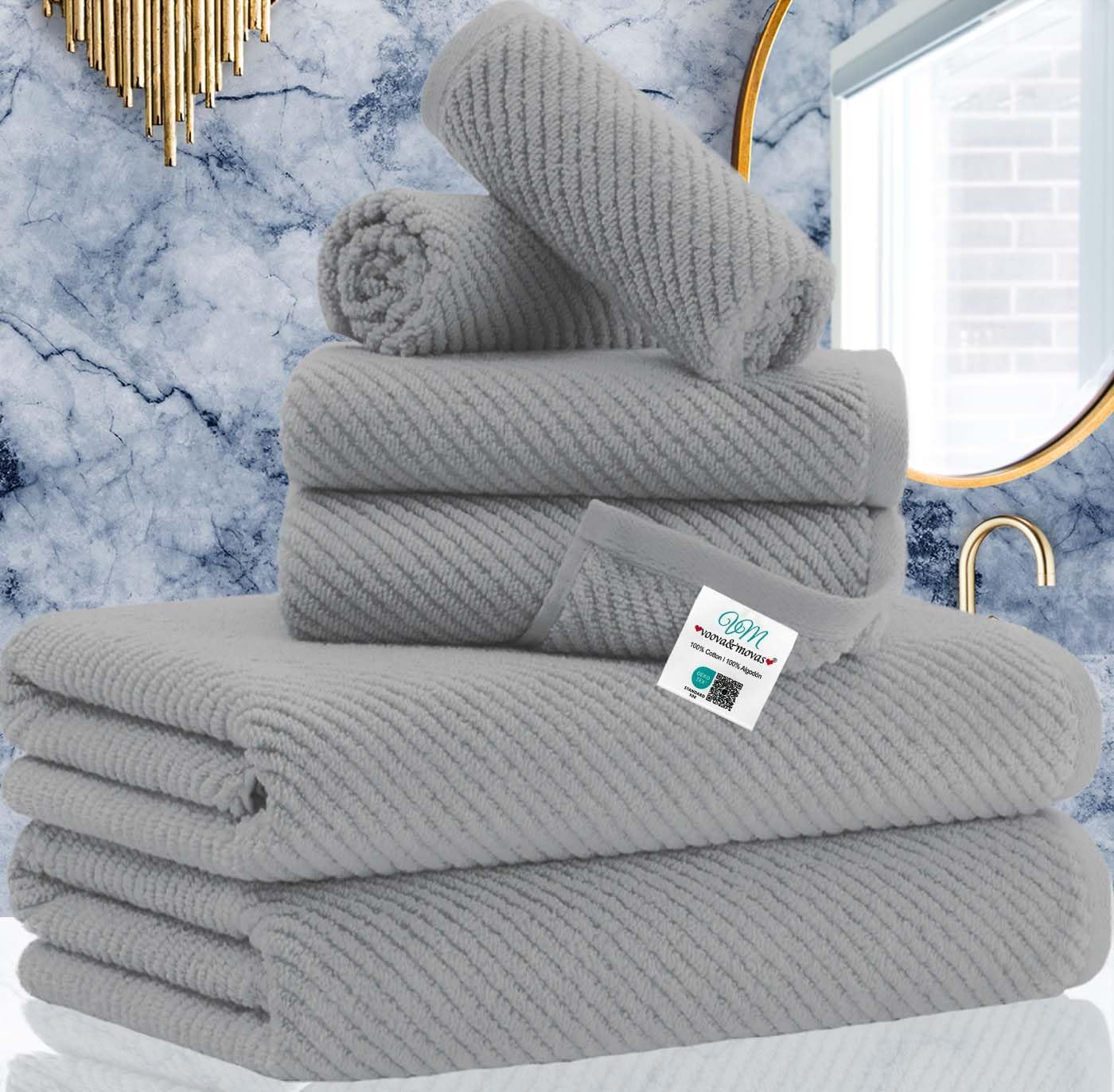 Cotton Bathroom Towel Gift Set 6-Piece Collection